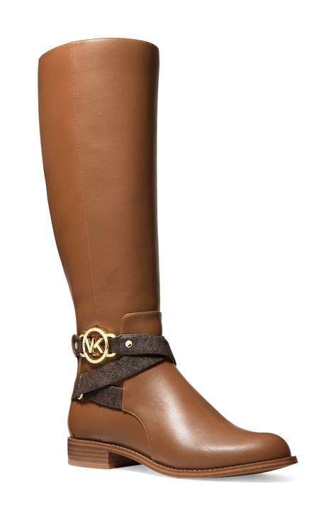 michael kors brown knee high boots|michael kors geller wedge bootie.